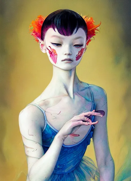 Prompt: prompt : figurative unique features ballerina portrait soft light painted by james jean and katsuhiro otomo and erik jones, inspired by akira anime, smooth face feature, intricate oil painting, high detail illustration, sharp high detail, manga and anime 1 9 9 9