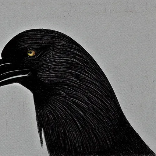 Image similar to industrial drawing of a crow made of engrenage, photo realism