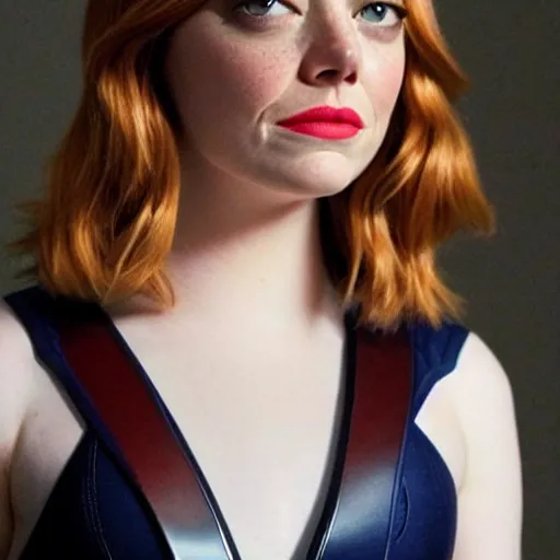 Image similar to Emma Stone as captain America