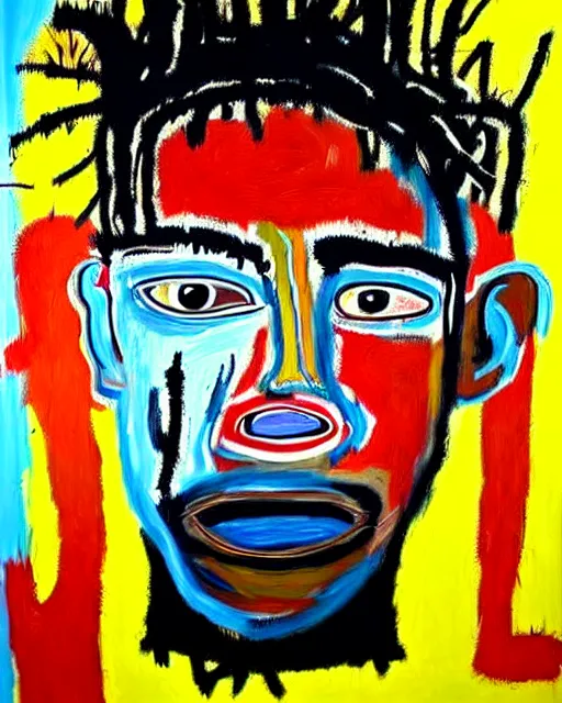 Image similar to stunning realistic painting portrait of jean - michel basquiat