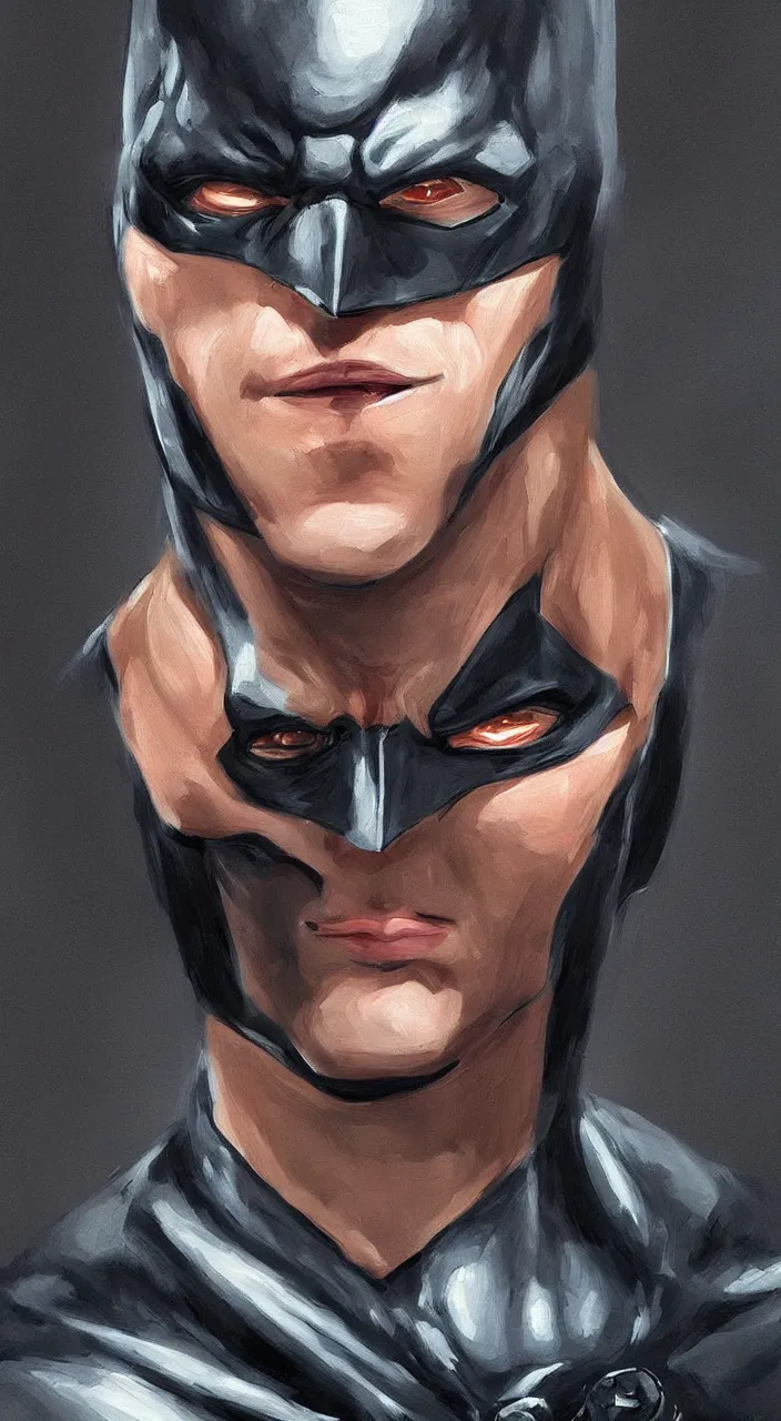 Image similar to a portrait painting of the Batman, trending on artstation