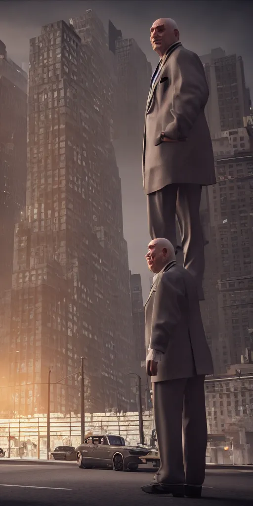 Image similar to the aging patriarch of an organized crime dynasty in postwar new york city transfers control of his clandestine empire to his reluctant youngest son. octane render, unreal engine render, 8 k post - processing highly detailed