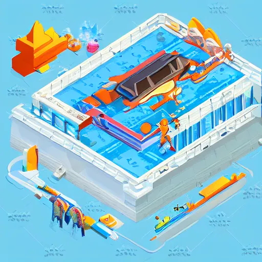 Prompt: Futuristic isometric video game art, icy blue, moon