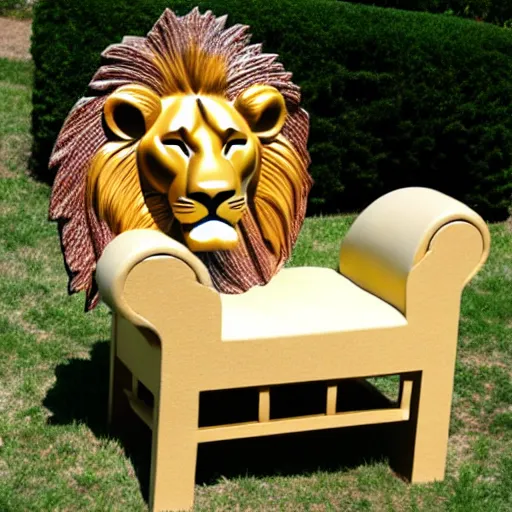 Prompt: photo of chair in the shape of lion