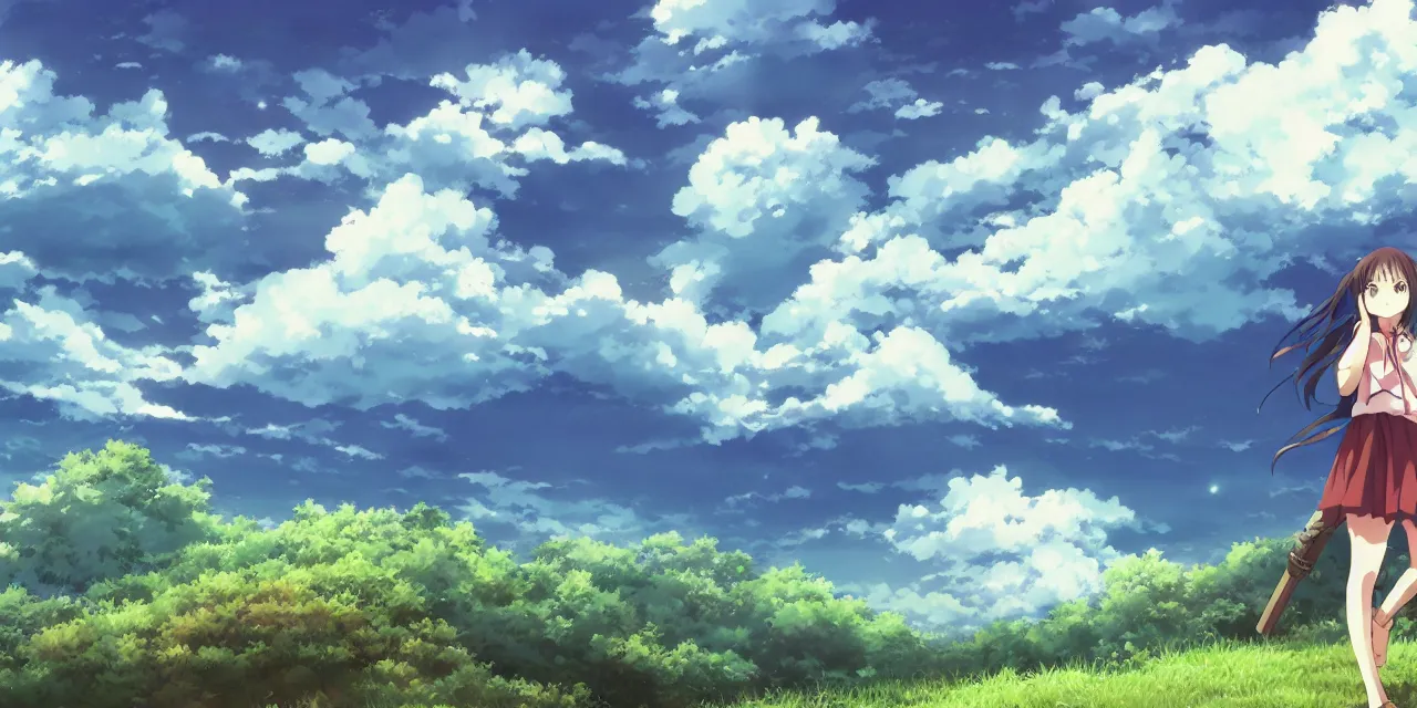 Prompt: an anime wallpaper, landscape, studio ghibli, 4 k quality, 8 k quality, high definition, digital art, matte painting, realistic painting, artstation, anime art, fanart, illustration, pixiv, danbooru, painttool sai, procreate, aesthetic