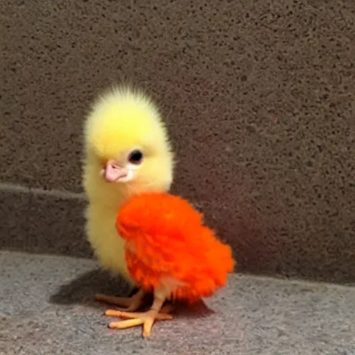 Image similar to cute baby chick dressed as an inmate