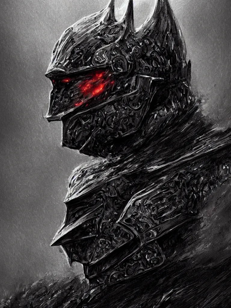 Image similar to hyper-realistic portrait of the King of the mountains, medieval dark knight in black armour, dark environent, magma and lava, throne of lava, dark mountain environment, horrifying, D&D, fantasy, intricate, cinematic lighting, highly detailed, digital painting, artstation, concept art, smooth, photorealistic, cinematic wallpaper, art by Artgerm and Greg Rutkowski and Alphonse Mucha