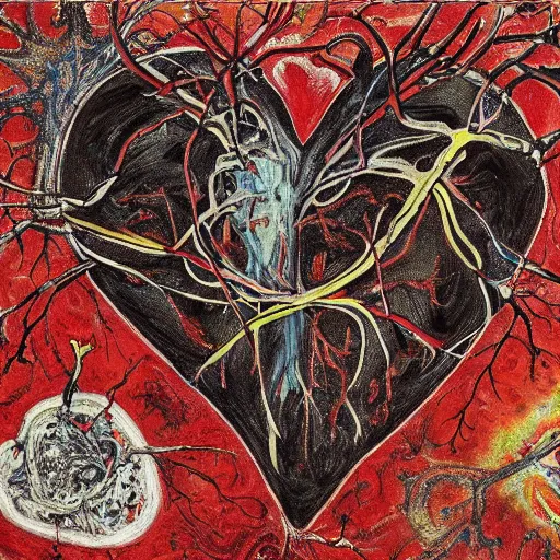 Prompt: anatomy of the heart by netter md, jackson pollock