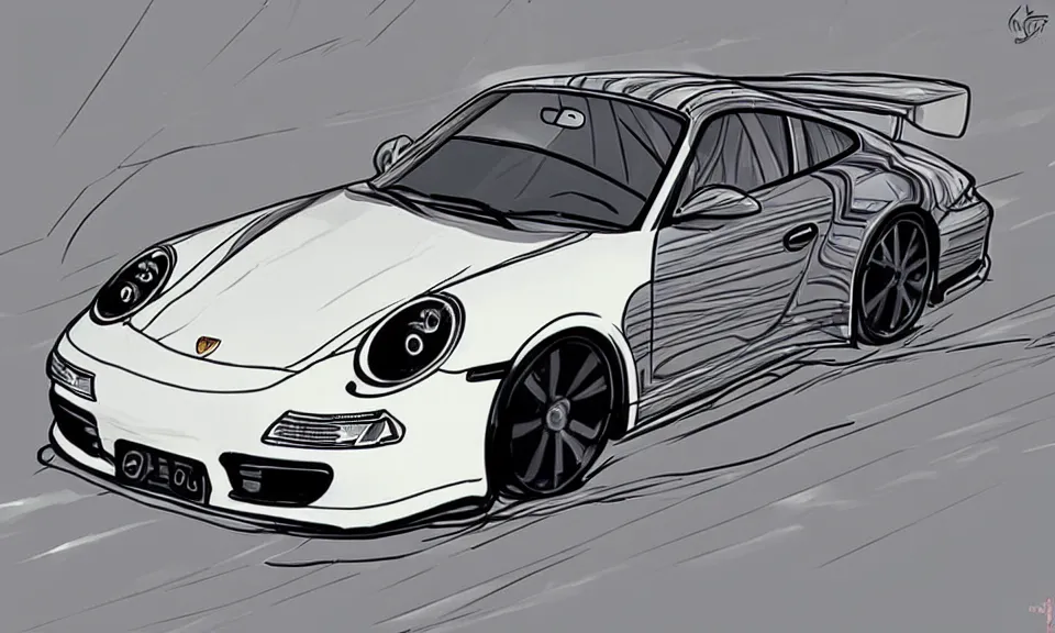 Prompt: a porsche 911, anime style