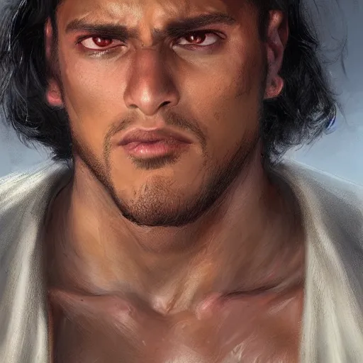 Image similar to the young latino guy as a realistic wrestling character, closeup portrait art by donato giancola and greg rutkowski, realistic face, digital art, trending on artstation