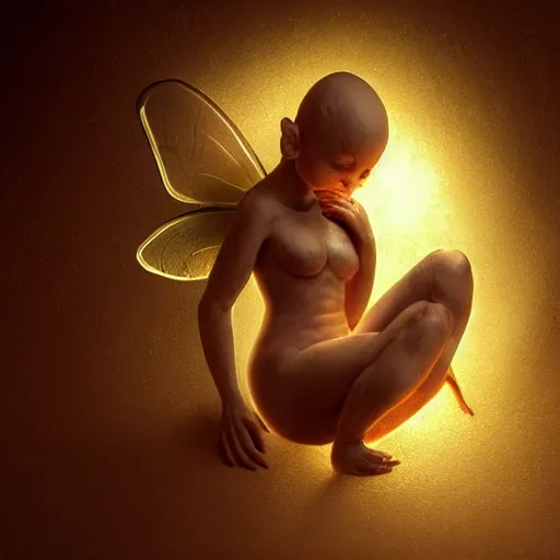 Image similar to a fairy fetus in utero, dramatic lighting, cinematic, establishing shot, extremely high detail, foto realistic, cinematic lighting, post processed, concept art, high details, cinematic, 8k resolution, beautiful detailed, photorealistic, digital painting, artstation, concept art, smooth, sharp focus, artstation trending, octane render, unreal engine