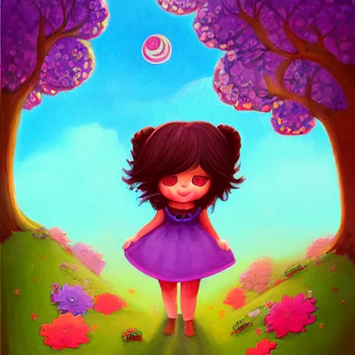 Image similar to a painting of a little girl and a bear, a storybook illustration by Jeremiah Ketner, deviantart contest winner, fantasy art, storybook illustration, digital illustration, deviantart hd