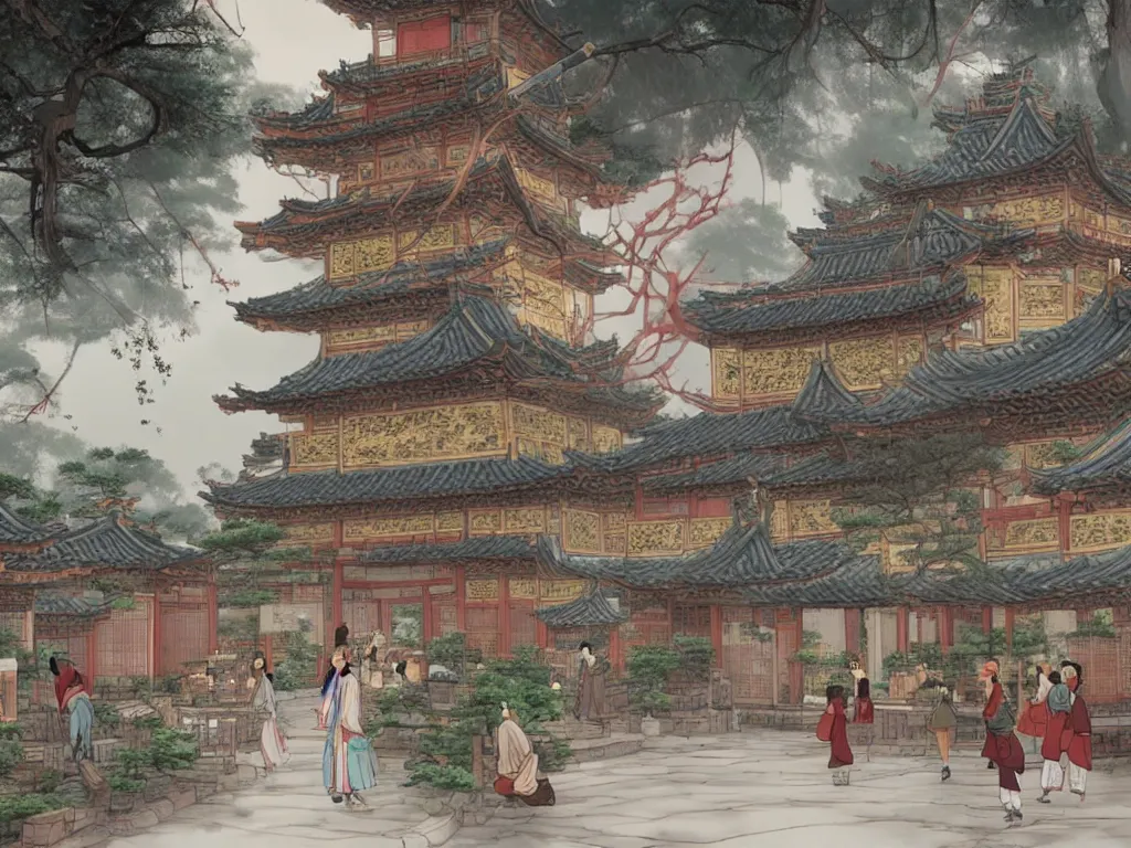 Prompt: Tea houses in ancient China are full of traffic，Epic image quality，Makoto Shinkai style