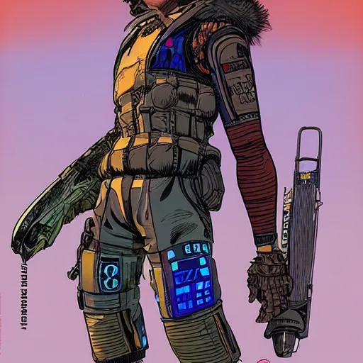 Image similar to ivan. Apex legends cyberpunk olympic athlete. Concept art by James Gurney and Mœbius.