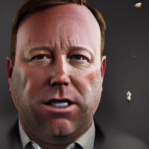 Prompt: hyperrealistic mixed media image of alex jones from info wars as a toad, stunning 3 d render inspired art by istvan sandorfi and greg rutkowski, perfect symmetry, realistic, highly detailed attributes and atmosphere, dim volumetric cinematic lighting, 8 k octane extremely hyper - detailed render, post - processing, masterpiece,