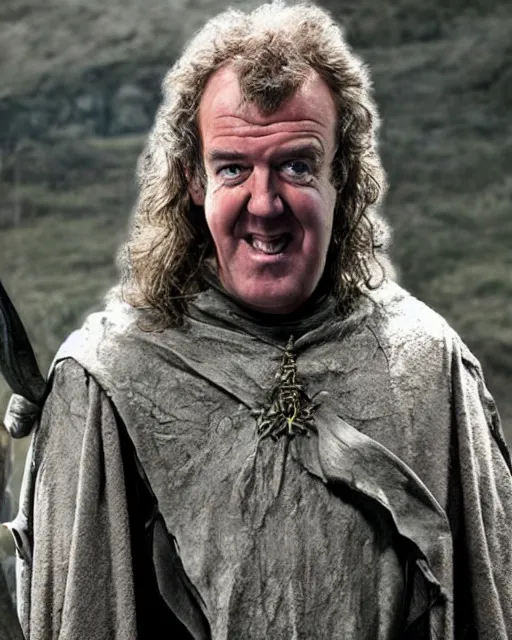 Image similar to film still of jeremy clarkson as the dark lord from the movie the lord of the rings. photographic, photography