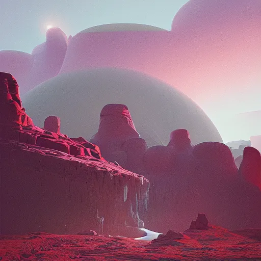 Prompt: A landscape by beeple and Bjorn barends