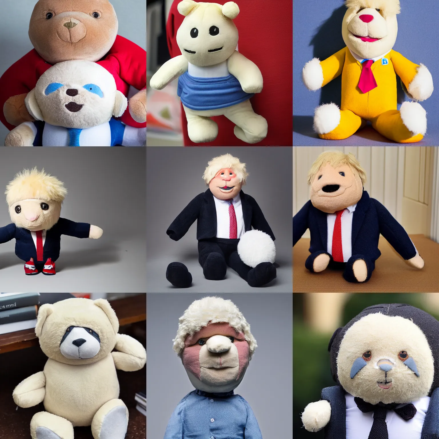 Prompt: plush toy of boris johnson, sigma 85mm