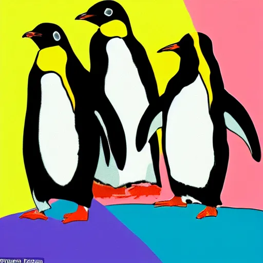 Image similar to penguins drawn by warhol