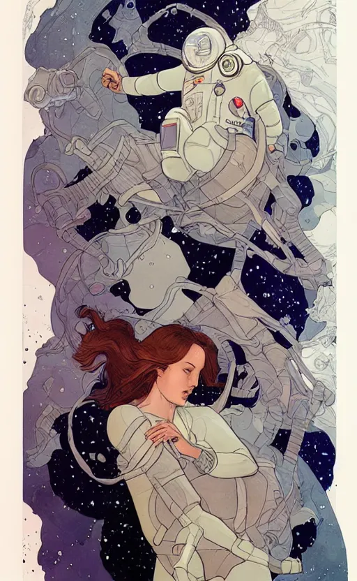 Image similar to a beautiful woman in a future space suit artwork by james jean, Phil noto and rebecca guay