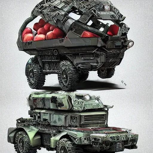 Prompt: Very very very very highly detailed sci-fi Watermelon HIMARS machine. Realistic Concept digital art in style of Hiromasa Ogura Gost in the shell, epic dimensional light