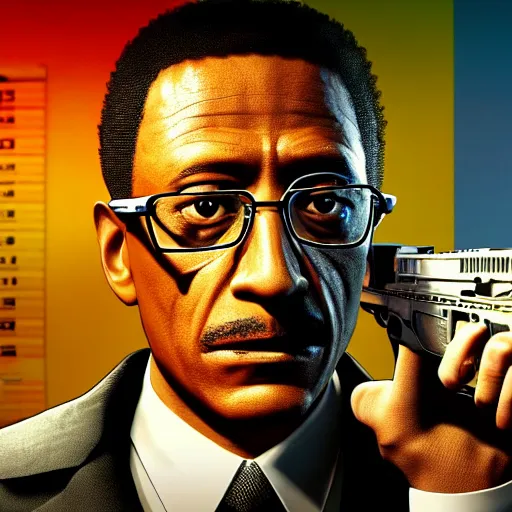 Prompt: A screenshot of Gustavo Fring in Rainbox six siege, 4k, highly detailed