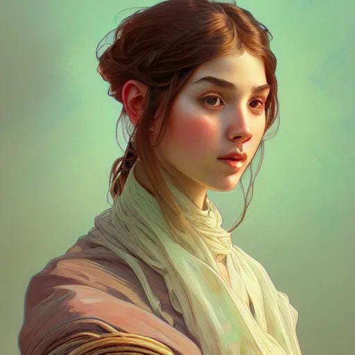 Image similar to Portrait of a girl with a melon, face, casual, intricate, elegant, highly detailed, digital painting, artstation, concept art, smooth, sharp focus, illustration, art by Sam Youn and Fernanda Suarez and Artem Demura and alphonse mucha