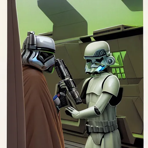 Image similar to yoda with stormtroopers ralph mcquarrie