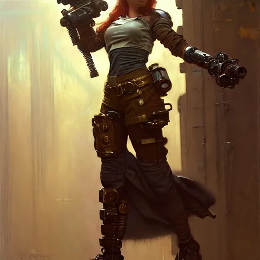 Prompt: highly detailed portrait of a fallout 5 female protagonist. d & d. art by donato giancola, eugene delacroix, ruan jia, carl larsson, peter mohrbacher. trending on artstation, intricate details, energetic composition, golden ratio, concept art, illustration, elegant art, global illumination