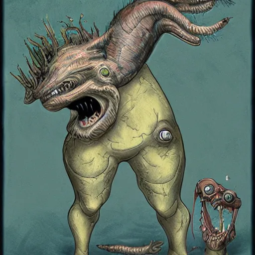 Image similar to bizarre bestiary of repressed unconscious emotional monsters and creatures