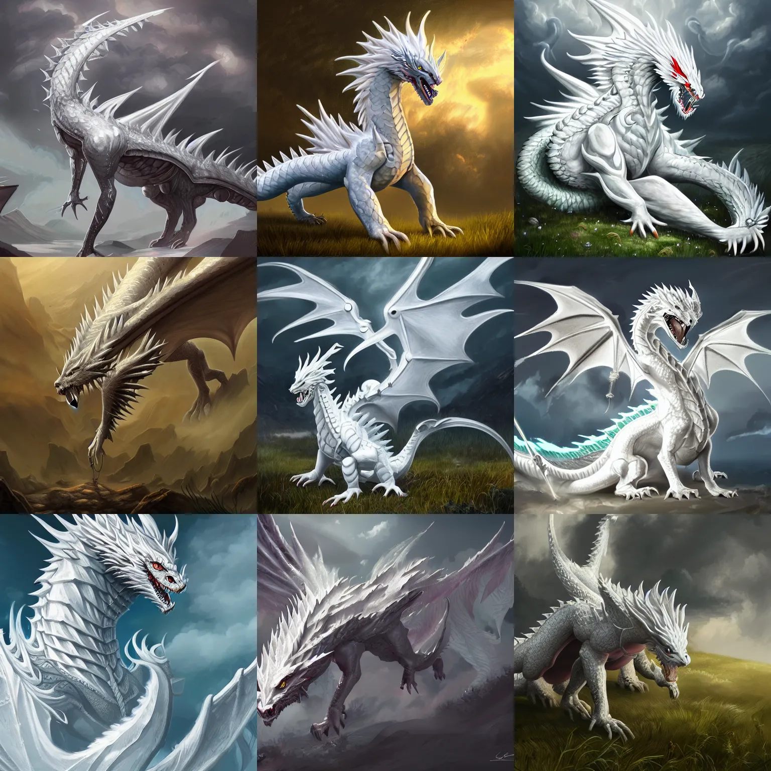 Prompt: the gleaming guardian white dragon of the meadow, trending on artstation, ultra fine detailed, hyper detailed, hd, concept art, digital painting