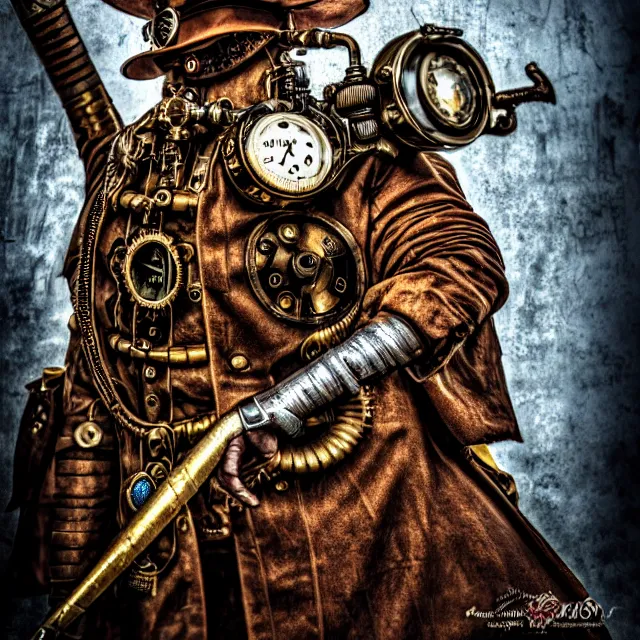 Image similar to steampunk warrior, 8 k, hdr, smooth, sharp focus, high resolution, award - winning photo