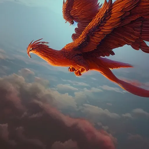 Prompt: a 3 d phoenix flying in the sky, super detailed detail, hyperrealism, c 4 d, ultra - realistic by greg rutkowski and szymon biernacki, trending on artstation