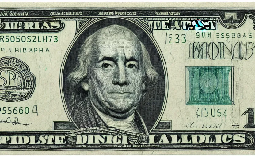 Image similar to rectangular photograph of negative one dollar u. s. currency note featuring former president trump