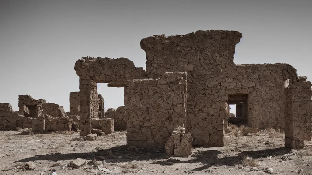 Image similar to surreal ancient alien ruins in the desert, photography by zhang kechun