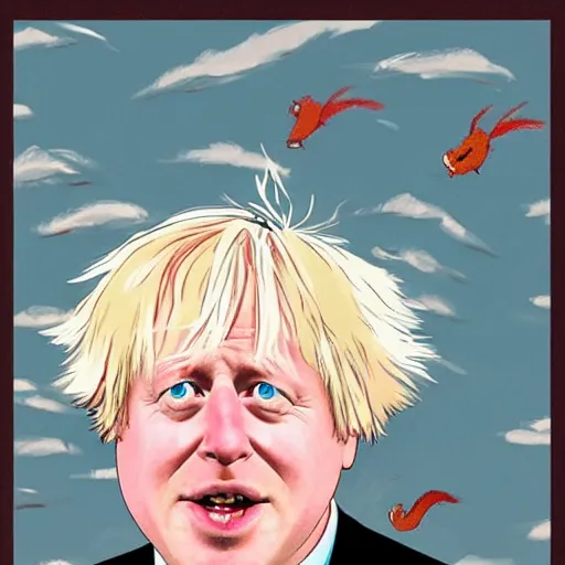 Image similar to boris johnson in the style of studio ghibli