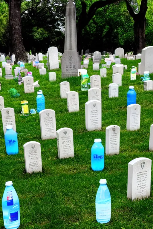 Image similar to graveyard with fiji water bottles replacing gravestones