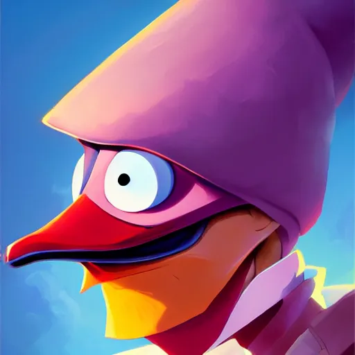 Image similar to face icon stylized minimalist darkwing duck, loftis, cory behance hd by jesper ejsing, by rhads, makoto shinkai and lois van baarle, ilya kuvshinov, rossdraws global illumination