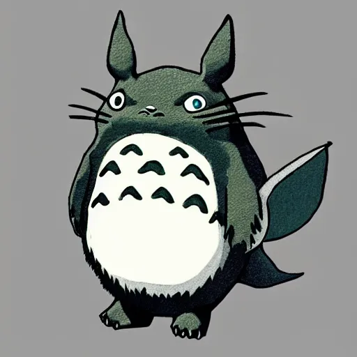 Prompt: fantasy creature in the style of a totoro dragon, creature concept, studio ghibli, mystical and magical