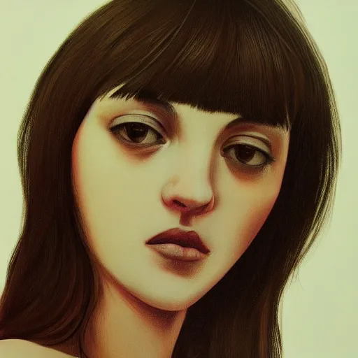 Prompt: close up shot portrait of a beautiful girl by Vanessa Beecroft, Illya Kuvshinov