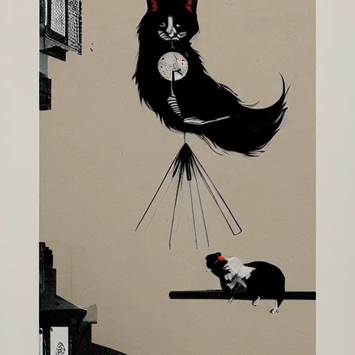 Prompt: intrusive thouhts by toshiko okanoue and conrad roset, screen print, limited colors