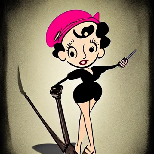 Prompt: Betty Boop wearing an executioner's hood