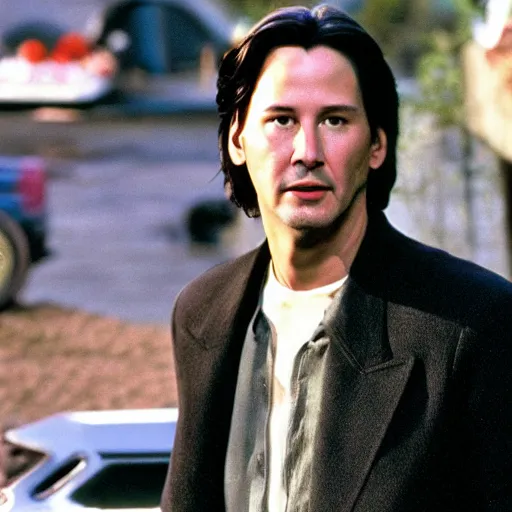 Prompt: Keanu reeves In Back to the future 4K detailed super realistic