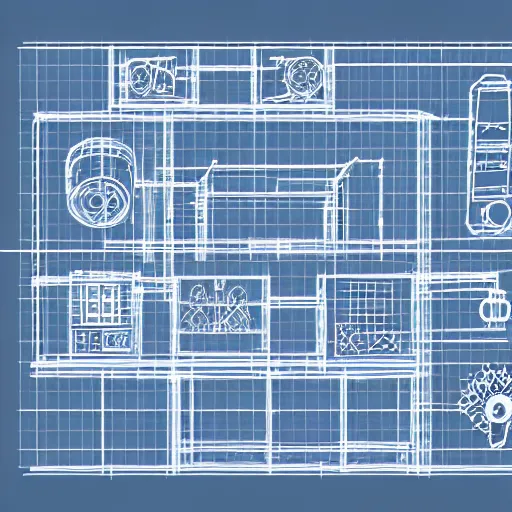 Image similar to technical blueprint schematic wireframe diagram of a ghost