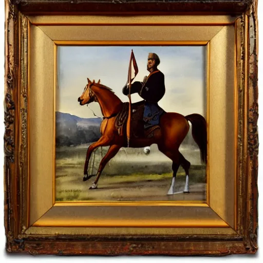 Image similar to watercolor painting of swedish king, riding a horse during sunset, by lars lerin, high detail