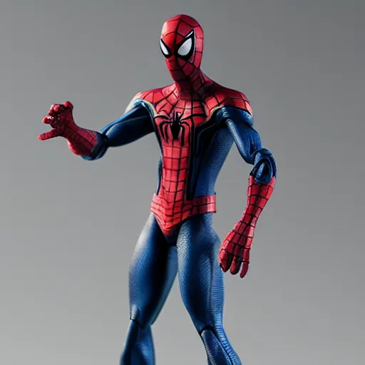 Prompt: Marvel Fighting Armor Spider Man Figure, highly detailed, studio lighting