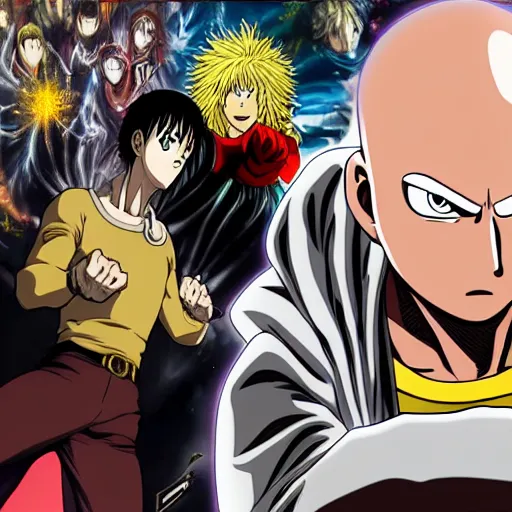 Prompt: saitama one punch man vs monalisa