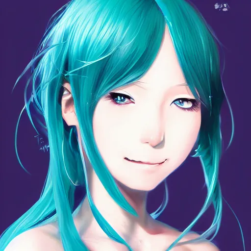 Prompt: anime portrait of Hatsune Miku, long hair, double tail, watery eyes, by Stanley Artgerm Lau, WLOP, Rossdraws, James Jean, Andrei Riabovitchev, Marc Simonetti, and Sakimichan, trending on artstation