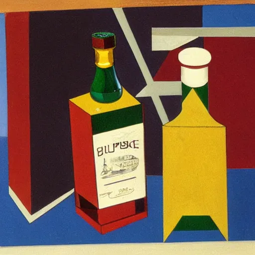 Prompt: cubism bottle of whiskey