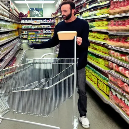 Image similar to high jackman as wolverine grocery shopping with claws akimbo